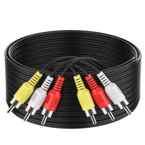 FEDUS rca cable | rca to rca cable, 3RCA Male to 3RCA Male Stereo Audio Video Cable Composite Audio Video Av Cable Gold Plated 3 to 3 RCA Male Audio Plug Video for DVD VCD TV Amplifier Projector